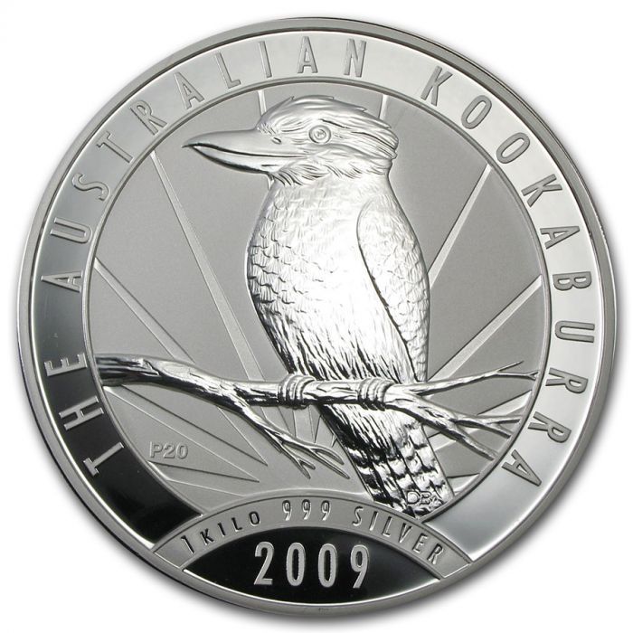 [保証書・カプセル付き] 2009年 (新品) オーストラリア「クッカバラ・ワライカワセミ」純銀 1キロ 銀貨