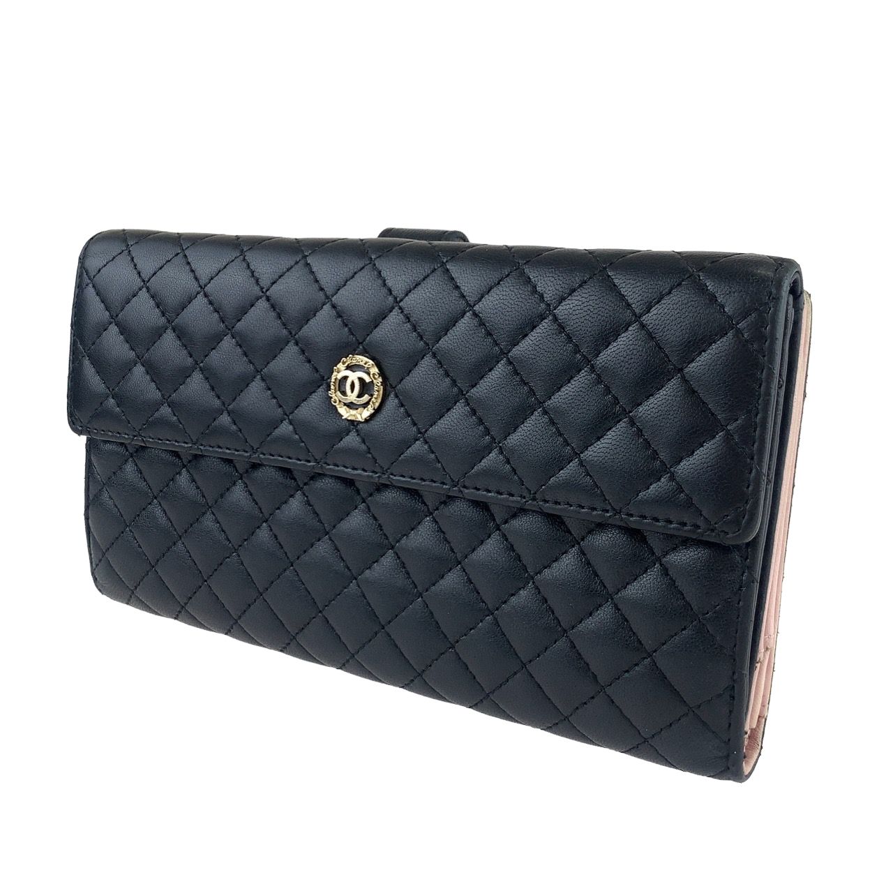 CHANEL シャネル 財布 ラムスキン CHANEL シャネル マトラッセ ラムスキン Wホック 折り財布 A48980