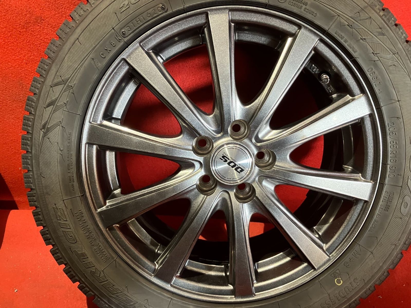 スタッドレスタイヤホイールセット 205|55R16 TOYO GIZ 16x6.5J 45 100|5H 社外 DOS 4本SET