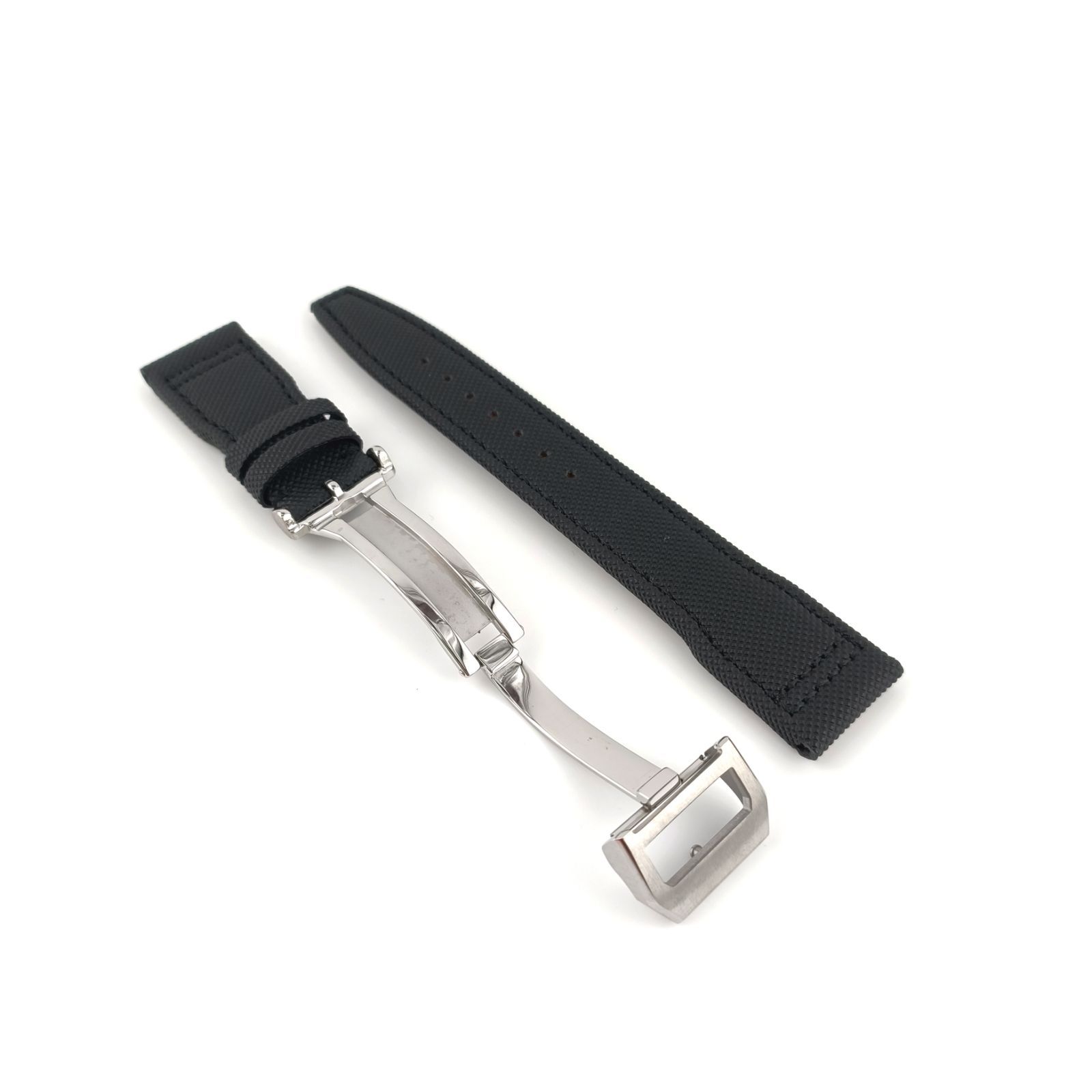 21mm 腕時計 ナイロン ベルト ブラック 黒 Dバックル付 【対応】IWC
