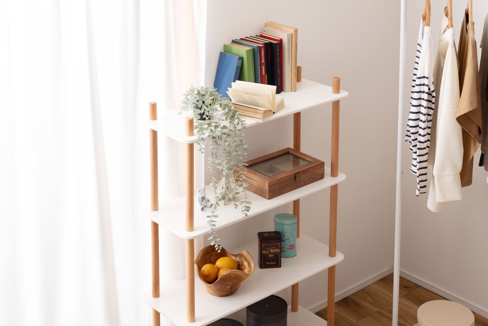 本州 4段ラック ラック オープンタイプ 4段 ホワイト ナチュラル シンプル W80×D30×H120