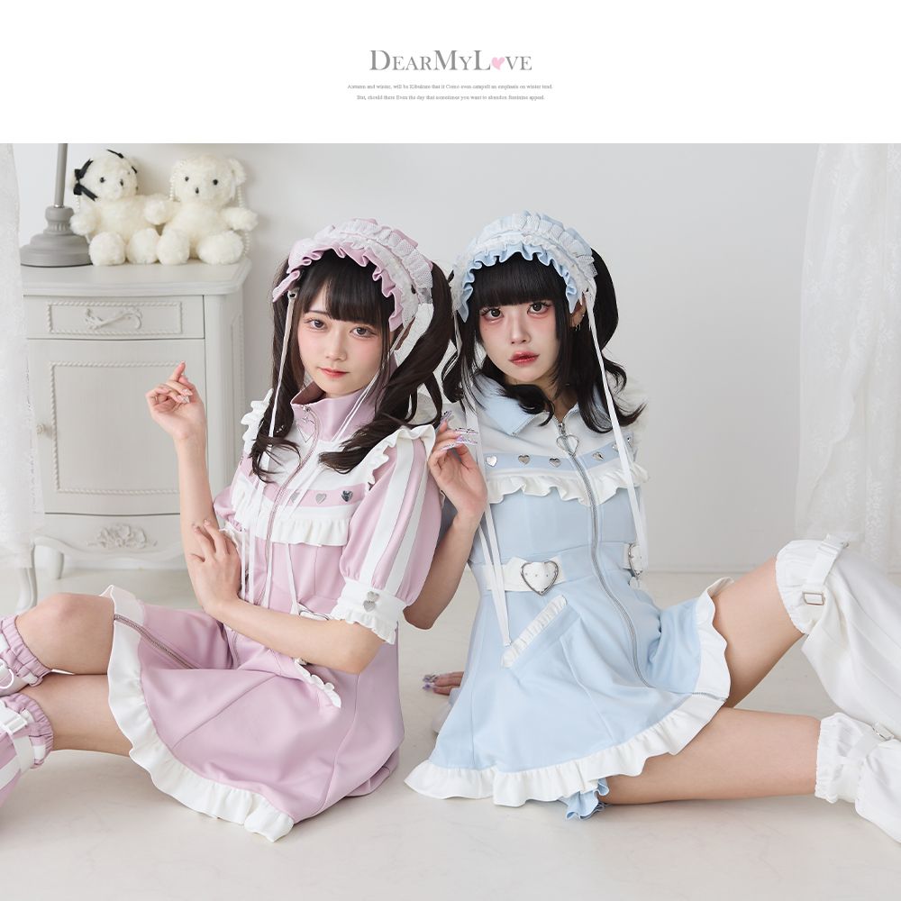 夢展望公式 [新品未使用] フリルメイドジャージワンピース [ミニ