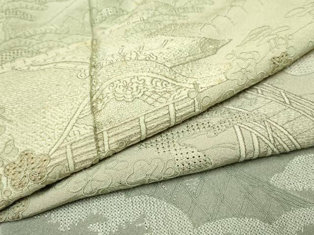 平和屋着物▽中国三大刺繍 スワトウ相良刺繍 総刺繍 訪問着 短冊草花文