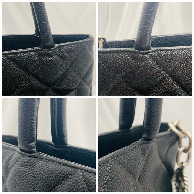 CHANEL シャネル 復刻トート バッグ キャビアスキン 上質 シルバー