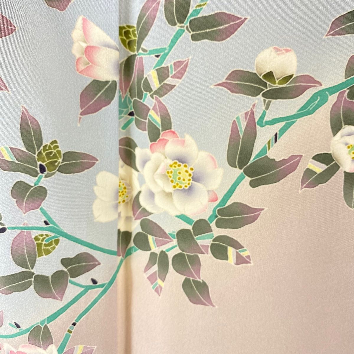 訪問着 身丈156cm 裄丈64cm M 袷 杉浦伸 落款 枝花 染め分け ぼかし  