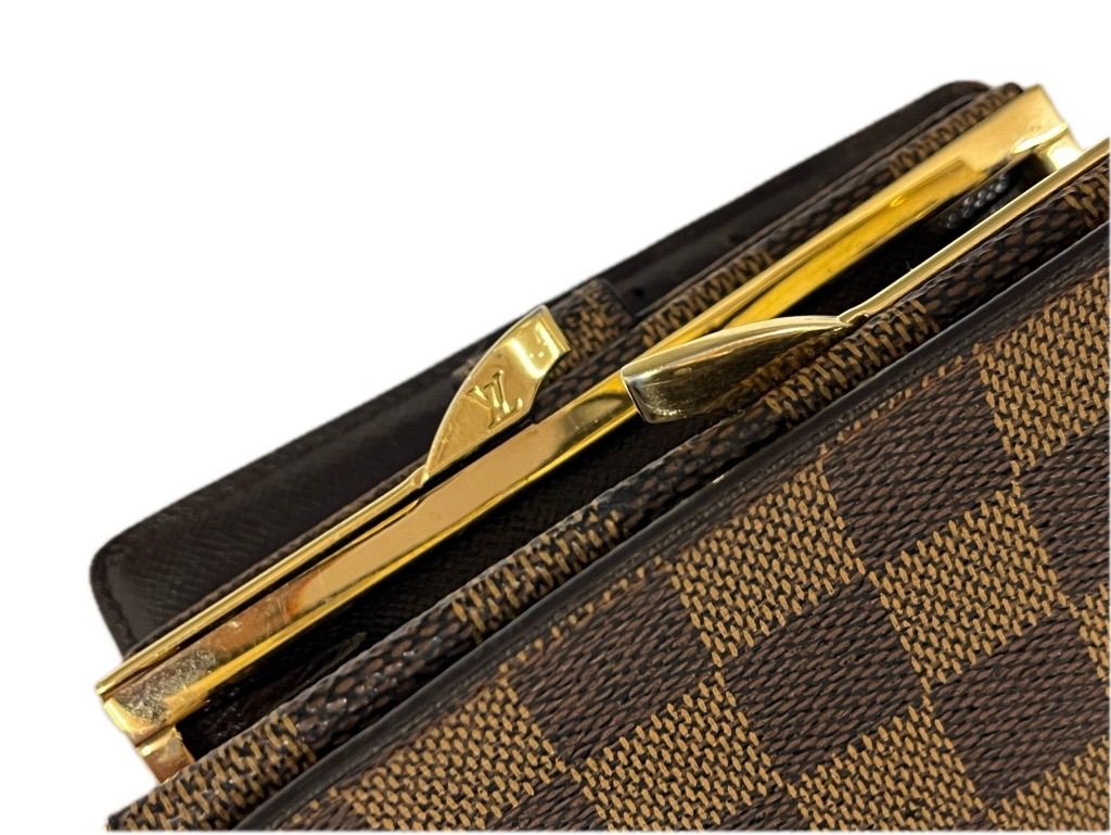 ルイビトンダミエ二つ折り財布がま口 ▽LOUIS VUITTON ルイヴィトン ダミエ 二つ折り財布がま口
