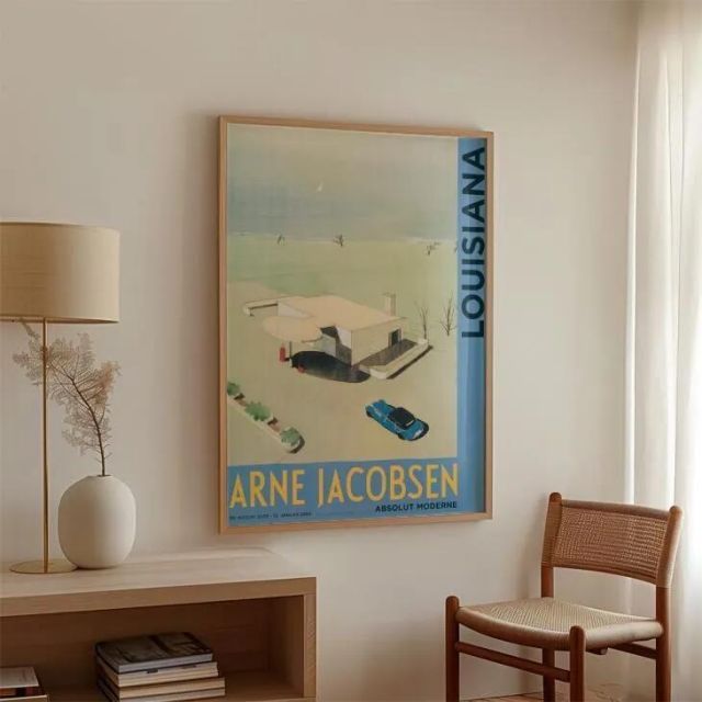 LOUISIANA ARNE JACOBSEN - SKOVSHOVED GAS STATION 1937 A1 アートポスター 北欧 デンマーク ルイジアナ美術館