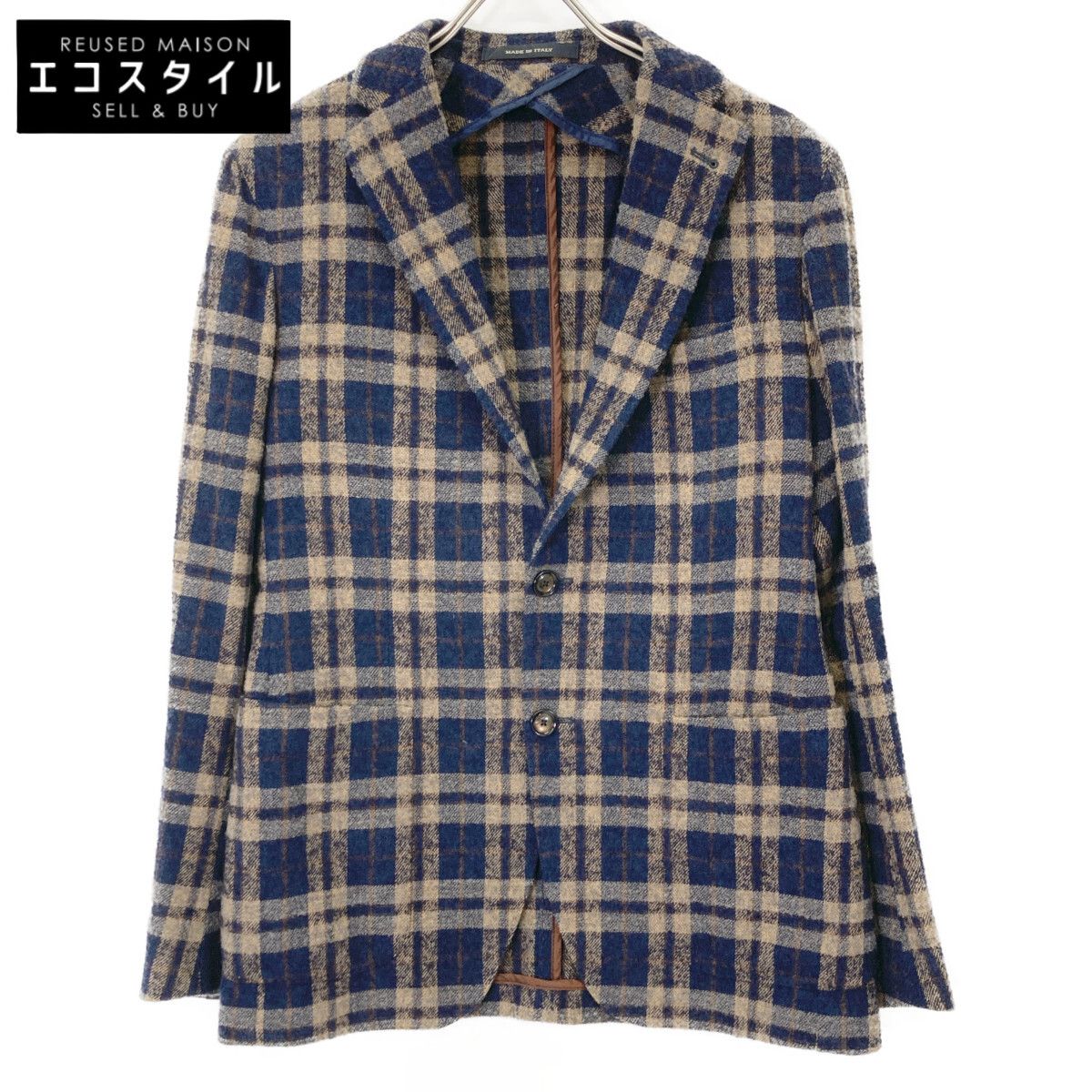 TAGLIATORE タリアトーレ ネイビー×ベージュ 1SMC22K モンテカルロ ウール チェック サイドベンツ2Bジャケット 46／R
