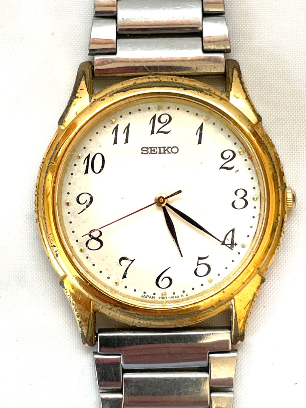 SEIKO 7N01-7140 腕時計 セイコー クオーツ 文字盤白 現状品