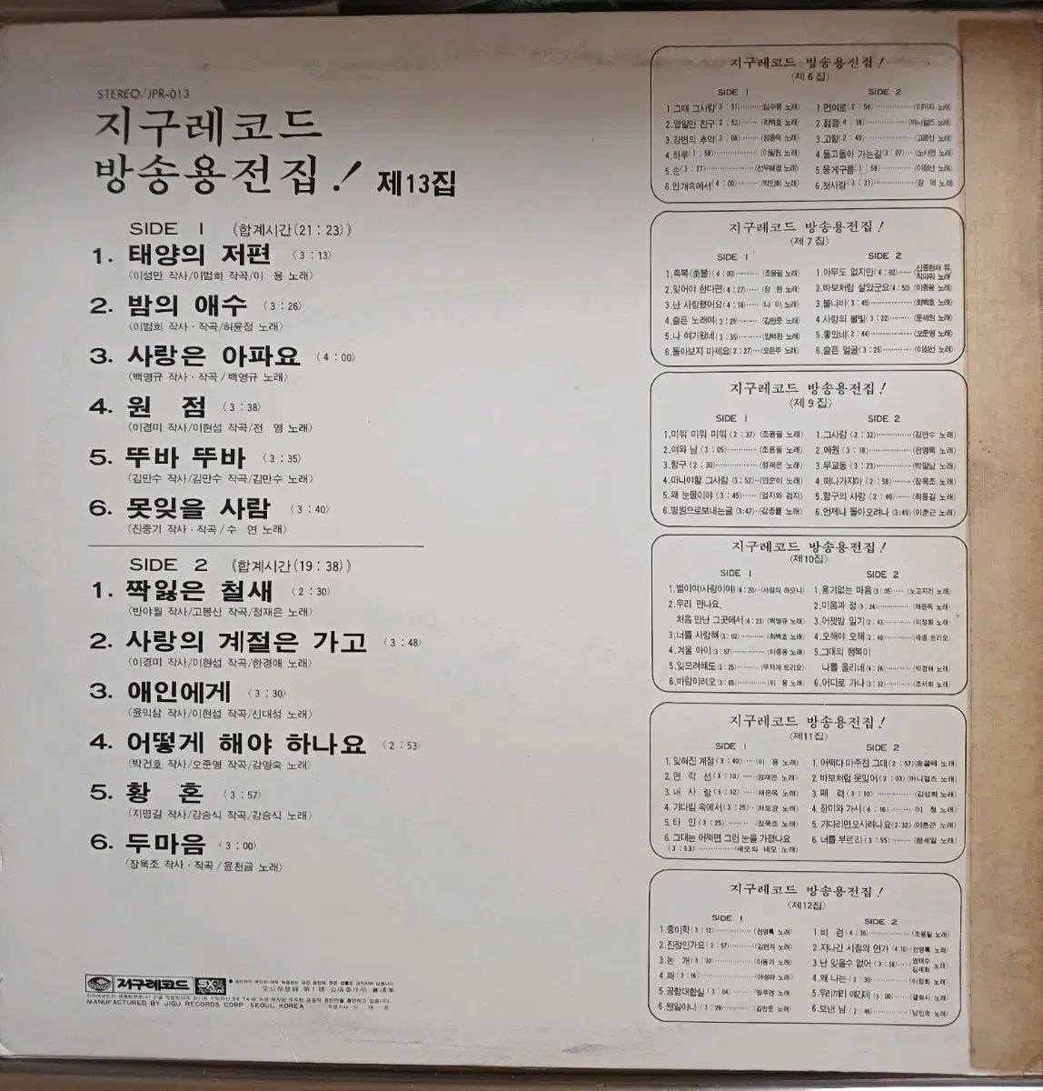 地区記録 放送用全集 ぼくの 13 家 LP NM ホワイトラベル