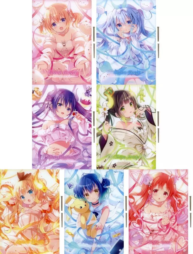 アクリルスタンド アクリルパネル 全7種セット A4アクリルプレート きゃらっとくじ ご注文はうさぎですか?BLOOM ～Seven Rabbits Sins～ A賞