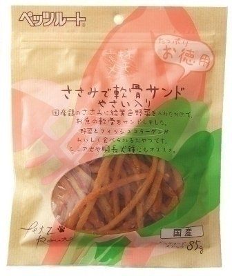 まとめ買い ペッツルート 素材メモ ささみで軟骨サンド 野菜入り お徳用 85g ×12