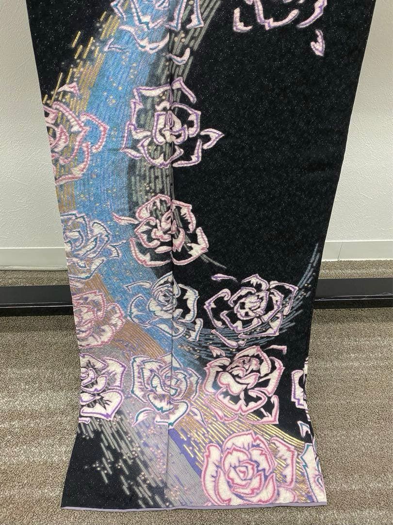 振袖 仮絵羽 舞台衣装 刺繍 金彩 紋意匠 正絹 未仕立て品 八掛付き