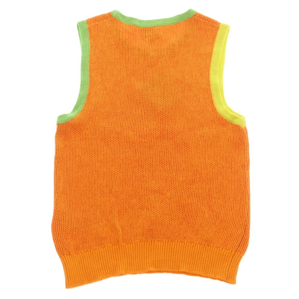 ヤンヤン YANYAN コットンナイロン クルーネック ニットベスト オレンジ サイズS レディース