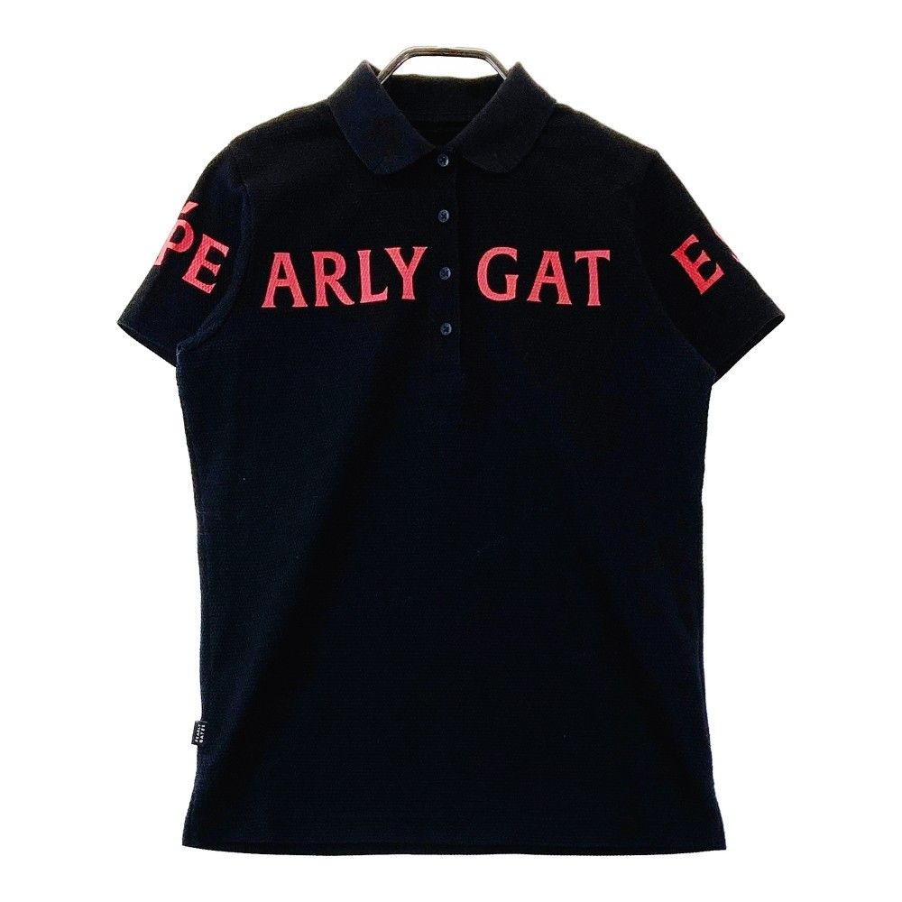 サイズ：1 PEARLY GATES パーリーゲイツ  半袖ポロシャツ ロゴプリント  ブラック系 [240101423120] ゴルフウェア レディース ストスト サイズ：1 PEARLY GATES パーリーゲイツ 半袖ポロシャツ ロゴ