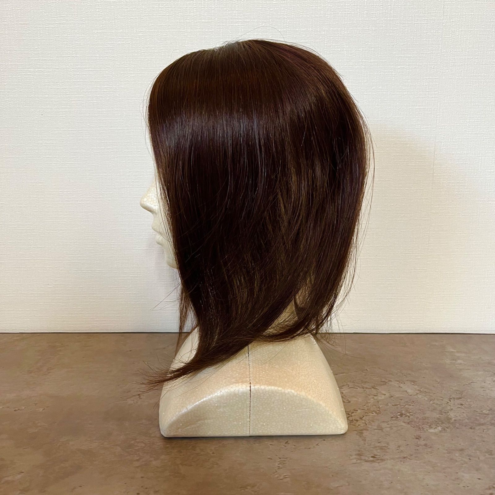 高級人毛100% ねじ切り ヘアピース自然な黒36 シルクスキン総手植え 