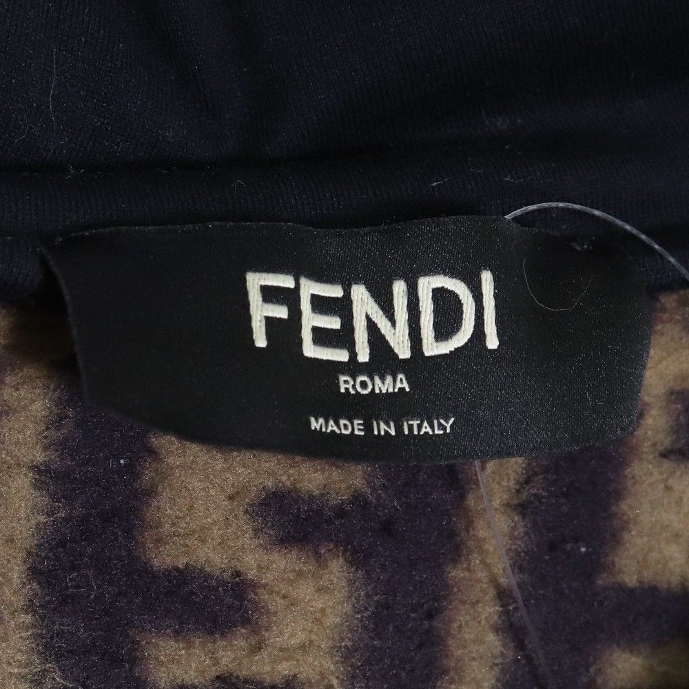 FENDI FFロゴズッカ柄フリースジップアップパーカー XLサイズ