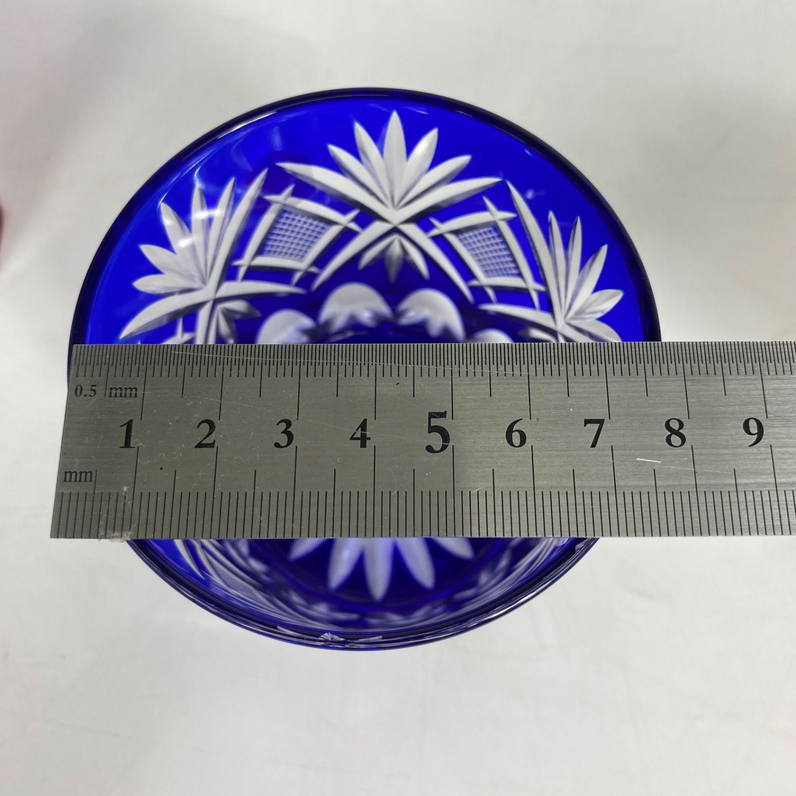 未使用 伝統工芸 正規 江戸切子 彩鳳 ペア ロックグラス 赤＆青 化粧箱