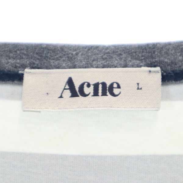 【中古】 アクネストゥディオズ ボーダー柄 長袖 Tシャツ L グレー×白 ACNE STUDIOS ロンT メンズ 【200826】 メール便可