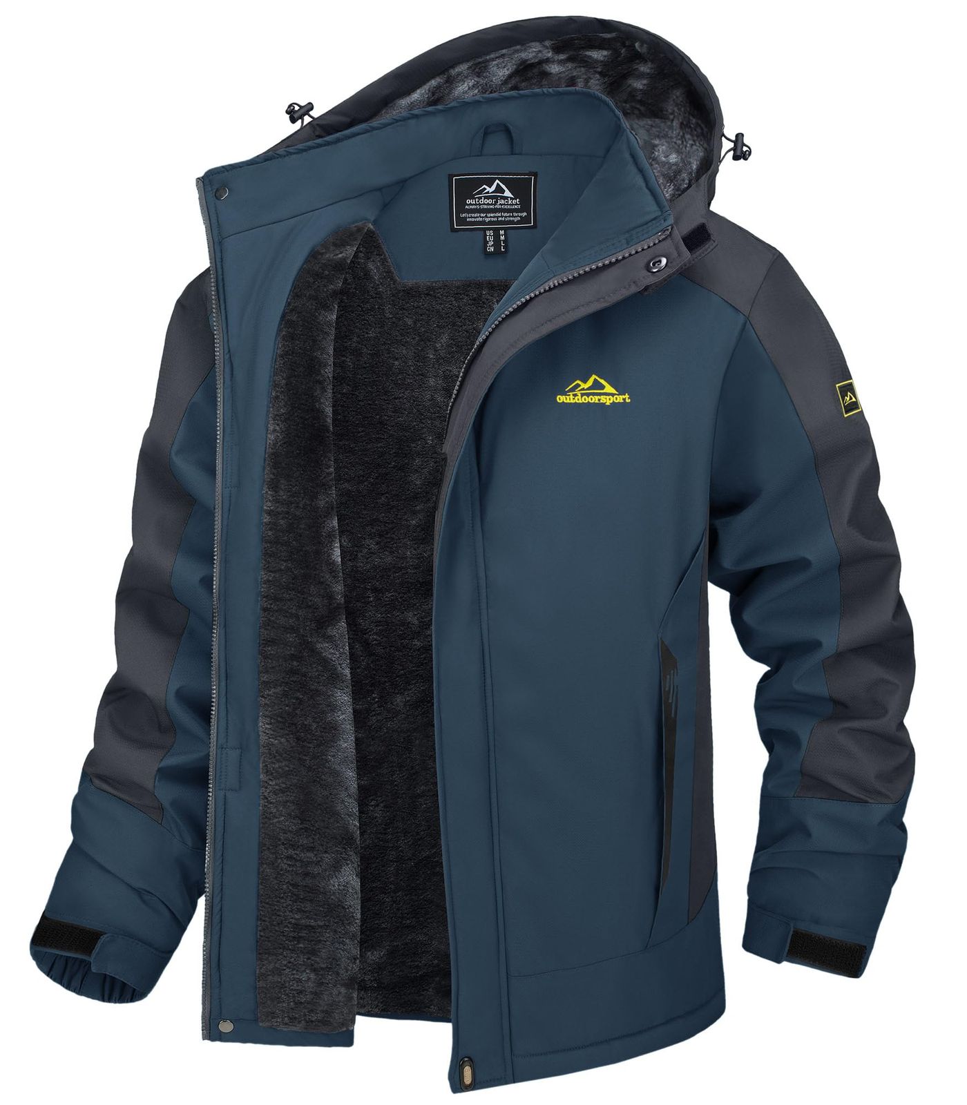 クライミングジャケット 撥水 スキーウエア 防寒着 保温 アウター 裏ボアジャケット メンズ 登山服 フード着脱 アウトドア TACVASEN