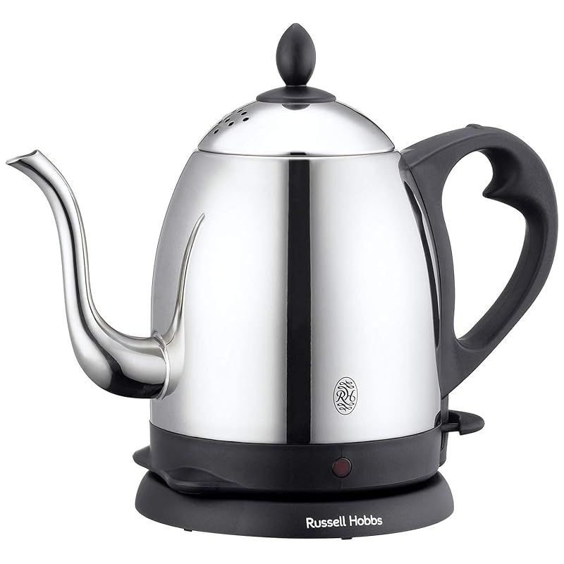 公式 Russell Hobbs ラッセルホブス カフェケトル 0.8L シルバー 7408JP 3ヶ月延長 電気ケトル 細口 急速加熱 空焚き防止機能 オートオフ機能 ステンレス 保温 お手入れ簡単 コーヒー ドリップ 1
