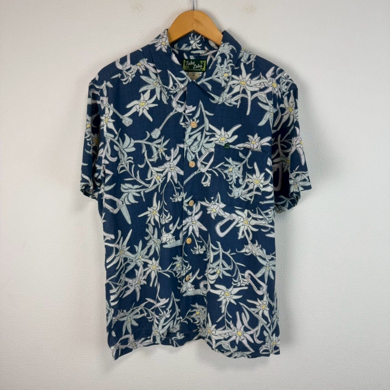 mont-bell TAKE LOHA アロハシャツ XL ボタニカル柄 中古品】mont bell モンベル TAKEロハ 半袖 コットン 竹 総柄