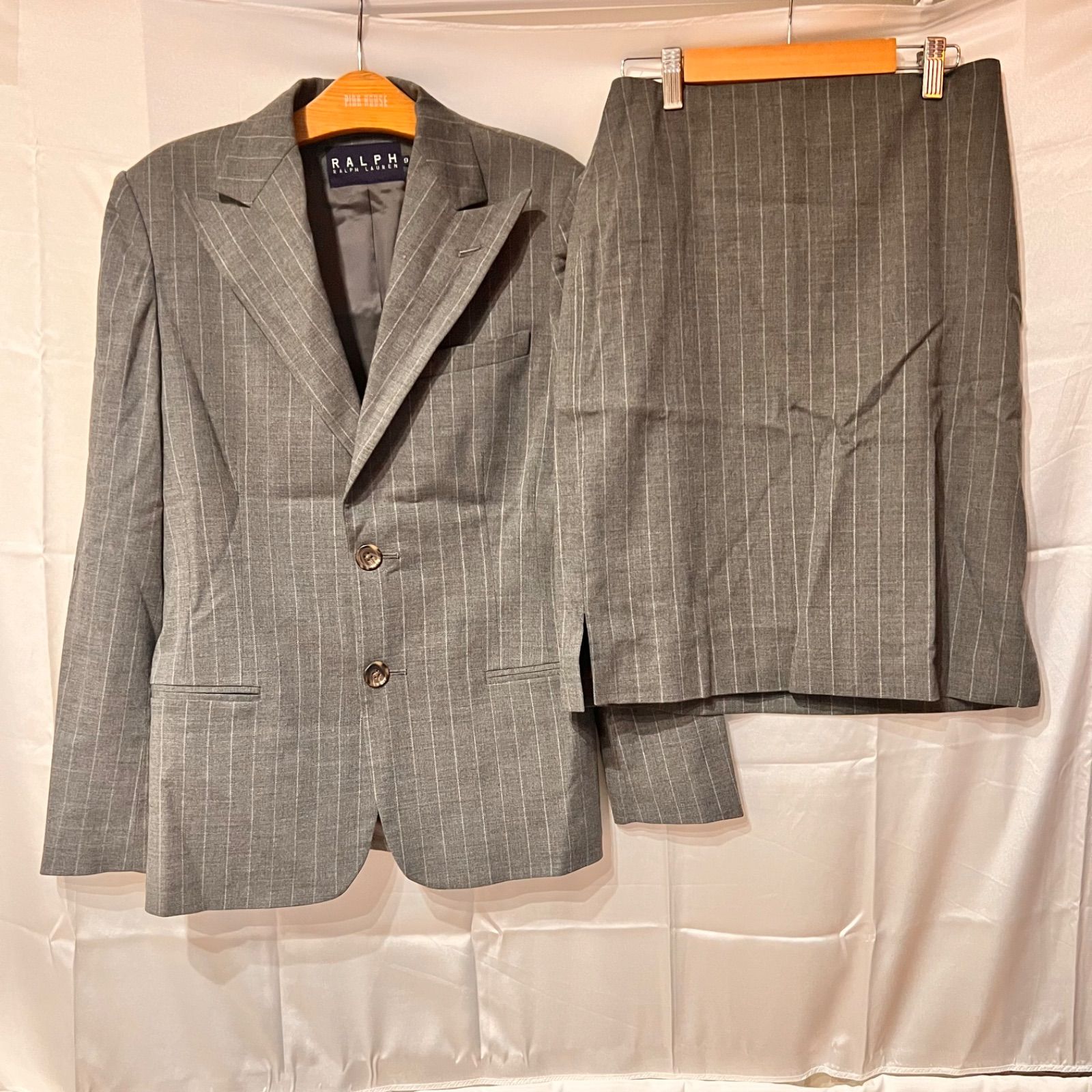新品新作美品ラルフローレン スカートスーツ セットアップ グレー 11号 スーツ・フォーマル・ドレス