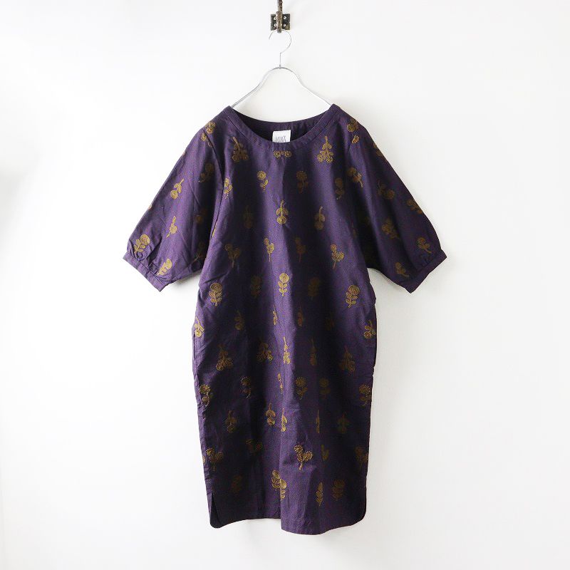 ミナペルホネン ランドリー mina perhonen laundry bonheur 刺繍 ワンピース 38 パープル|花柄ドレス 2400014611250