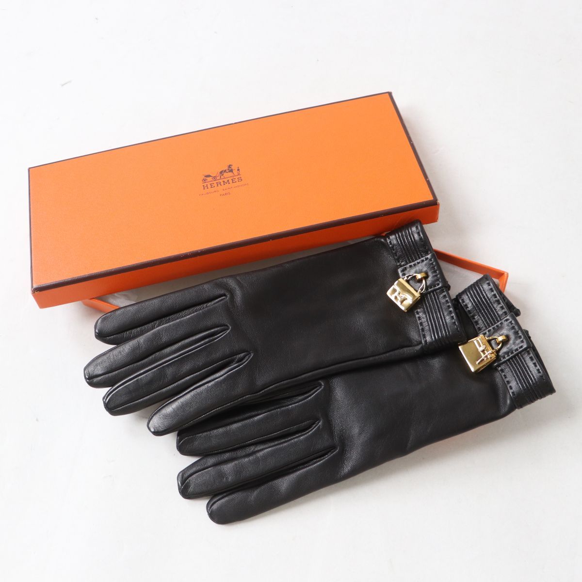 HERMES エルメス ソヤ ケリー金具 レザー 手袋 ブラック 箱付き Yahoo