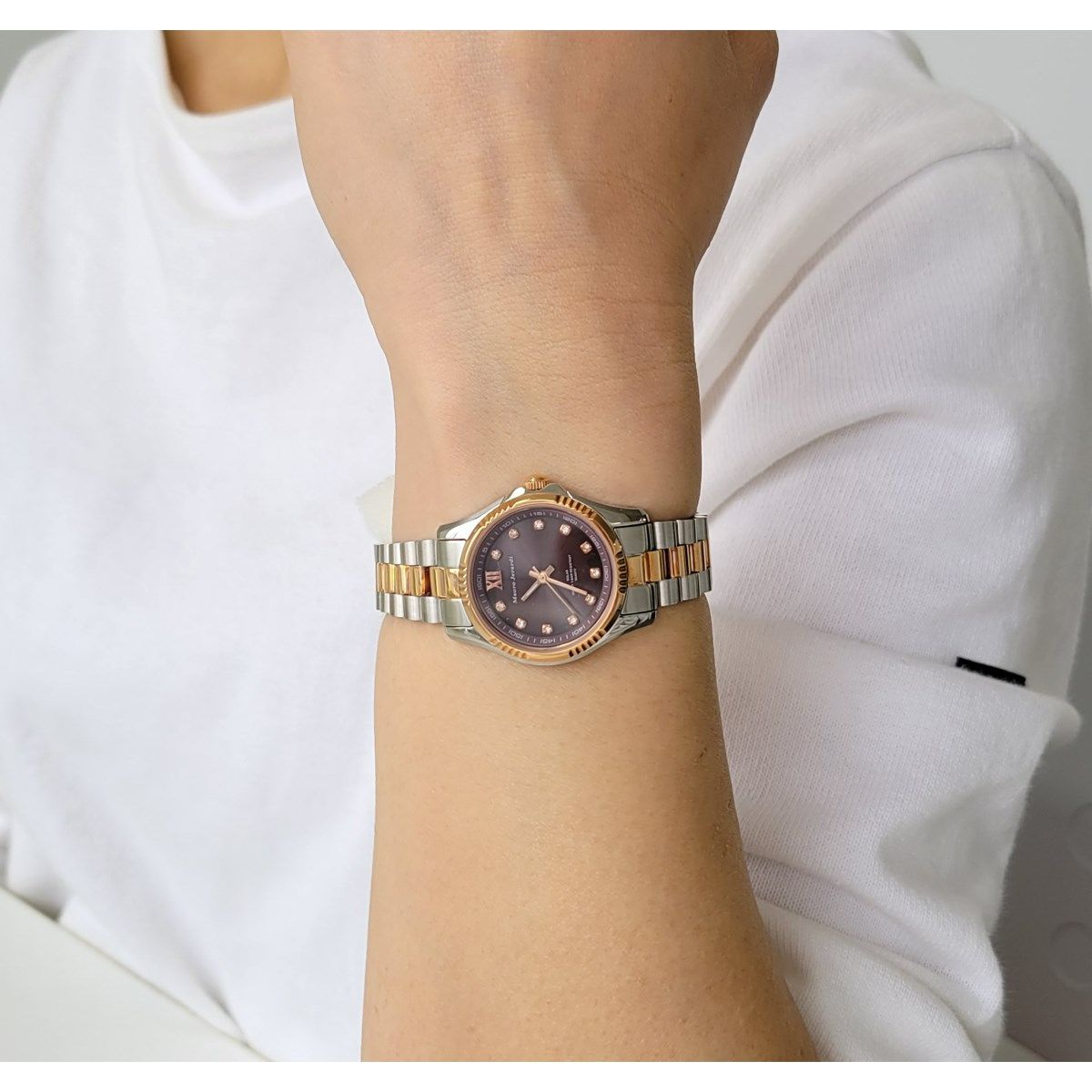 マウロジェラルディ 腕時計 ソーラー ジルコニア MJ038-2 シルバー