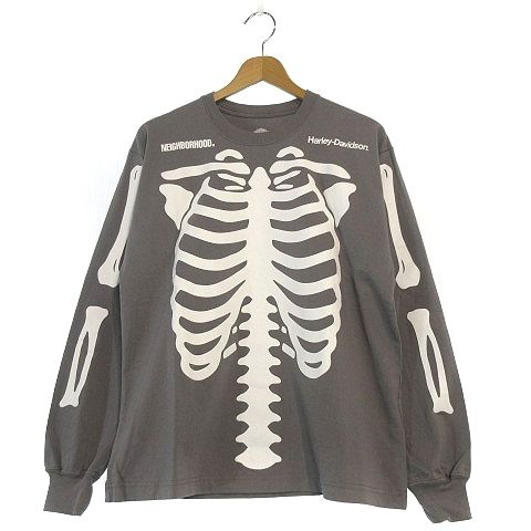 NEIGHBORHOOD BONES ネイバーフッド ロンt グレー 美品】NEIGHBORHOOD