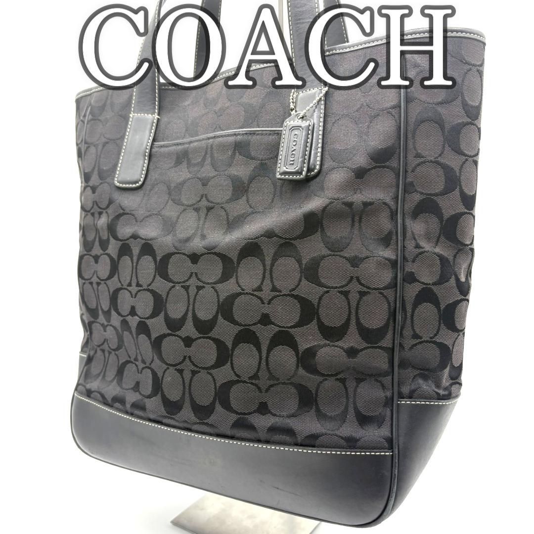 コーチ シグネチャー トートバッグ ブラック レザー Y2K COACH
