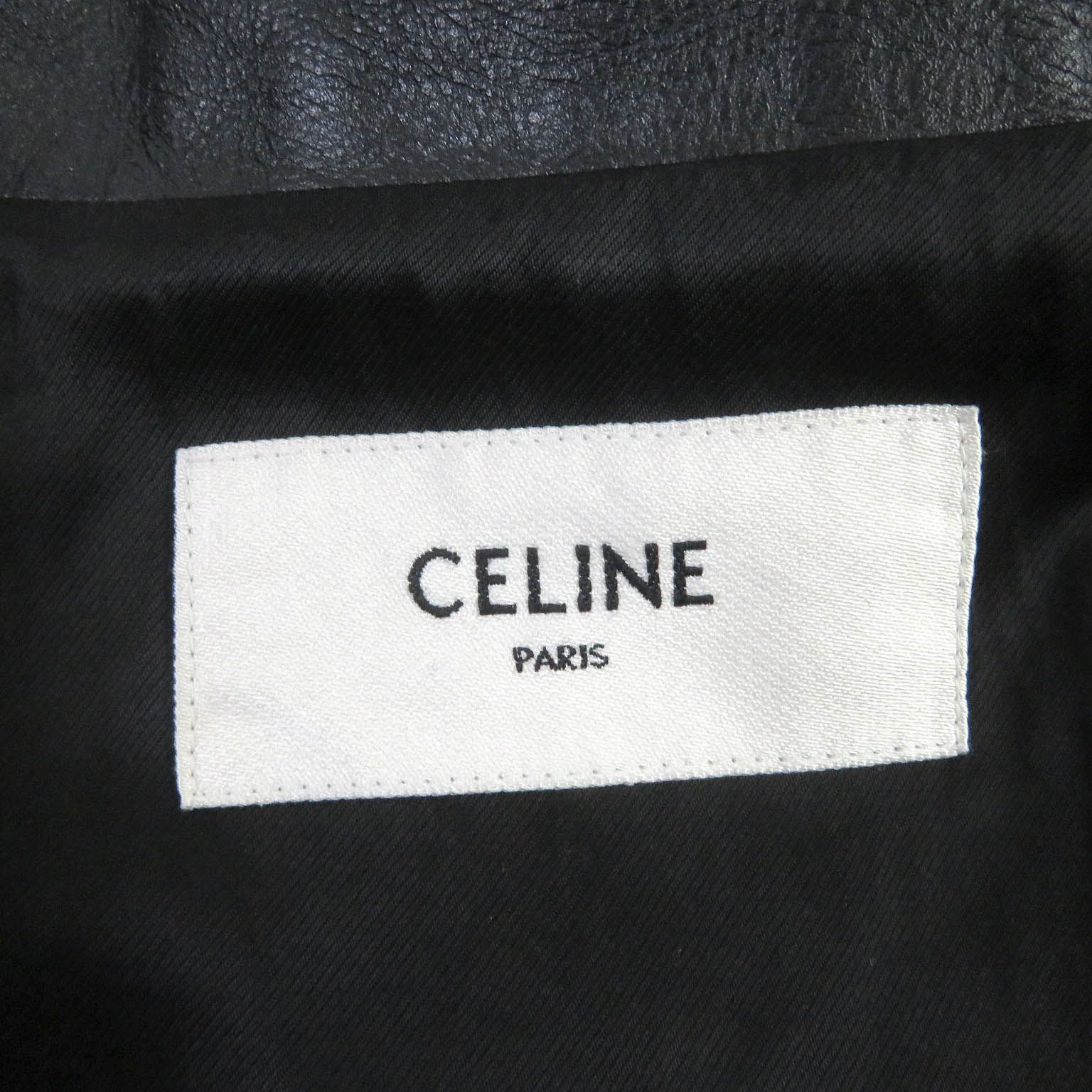 極美品□CELINE セリーヌ 20SS 2E467297D ウォッシュド カーフスキン レザージャケット ダブルライダース ブラック 44 ハンガー付き イタリア製 正規品 メンズ