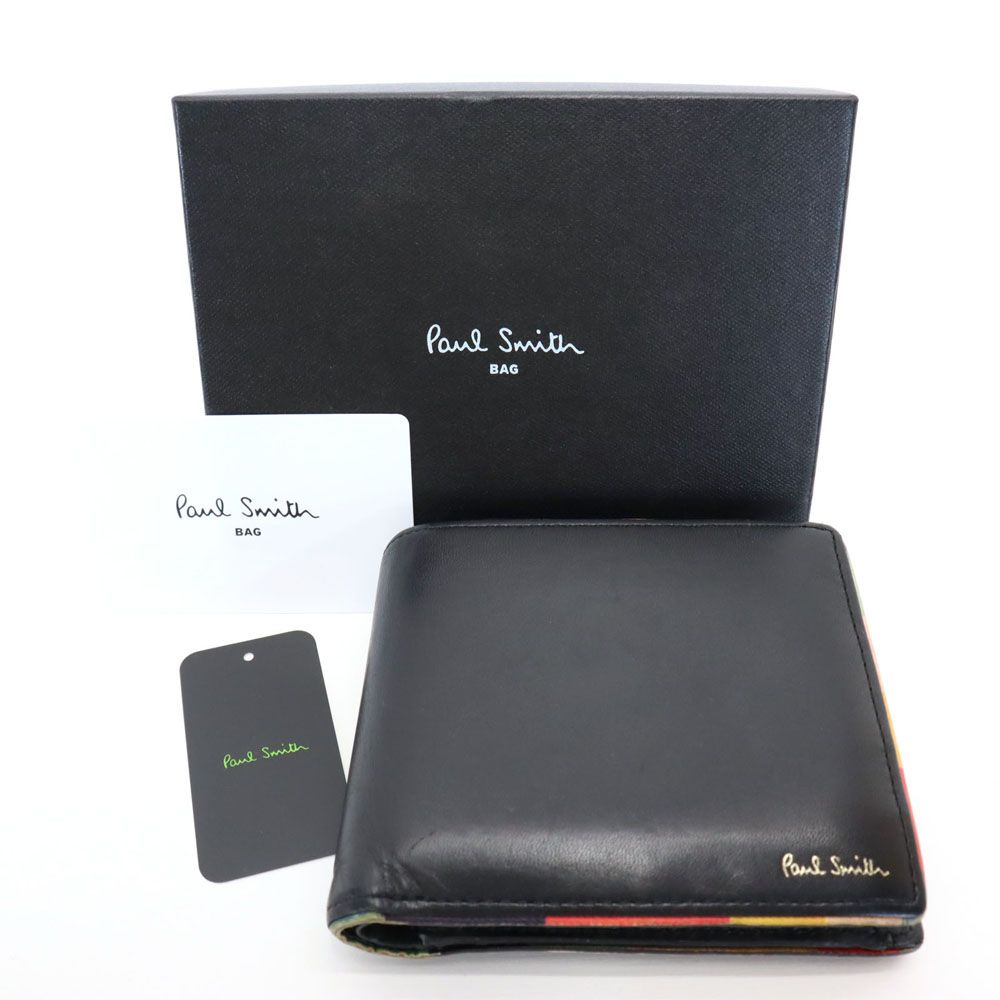 ポールスミス レザー 二つ折り財布 ブラック Paul Smith P514 箱 