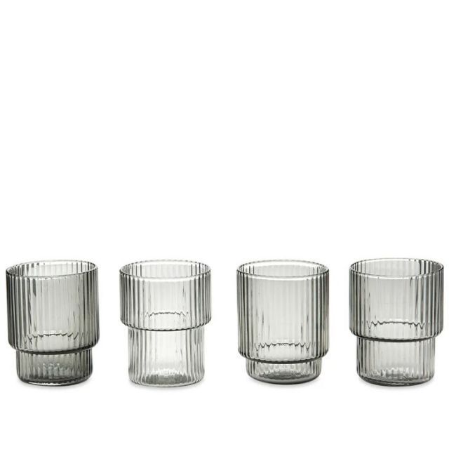 ferm LIVING (ファームリビング) | Ripple Glasses 4 pcs set (smoked