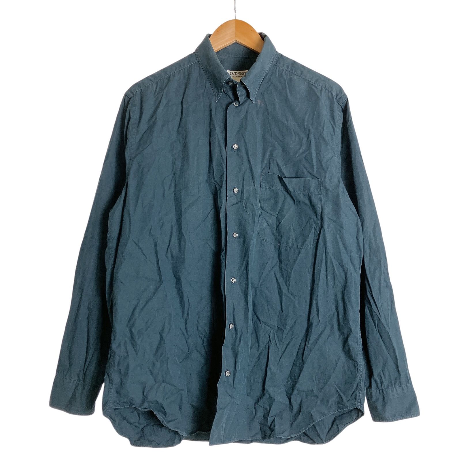 ATK1 GIORGIO ARMANI ジョルジオアルマーニ 無地シャツ 長袖 青系 メンズ トップス 41 16 Lサイズ相当