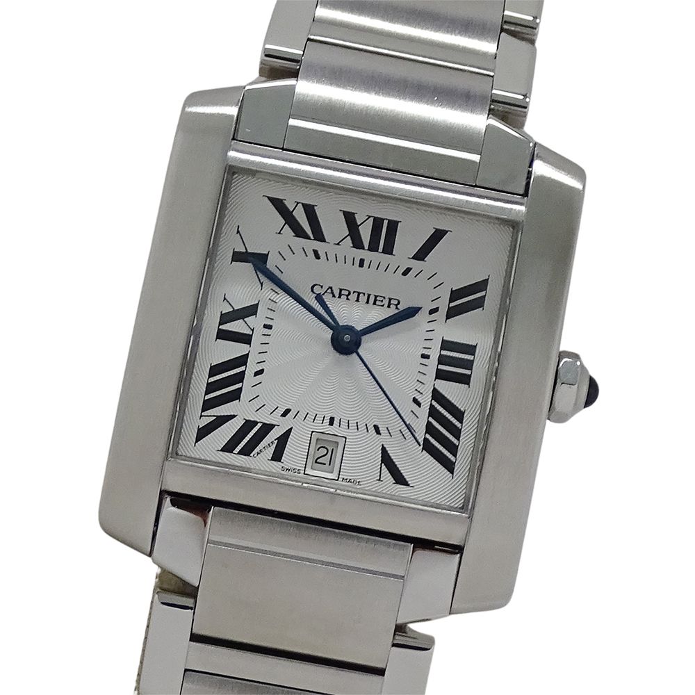 カルティエ Cartier 時計 メンズ ブランド タンクフランセーズ LM デイト 自動巻き AT ステンレス SS W51002Q3 シルバー 磨き済み