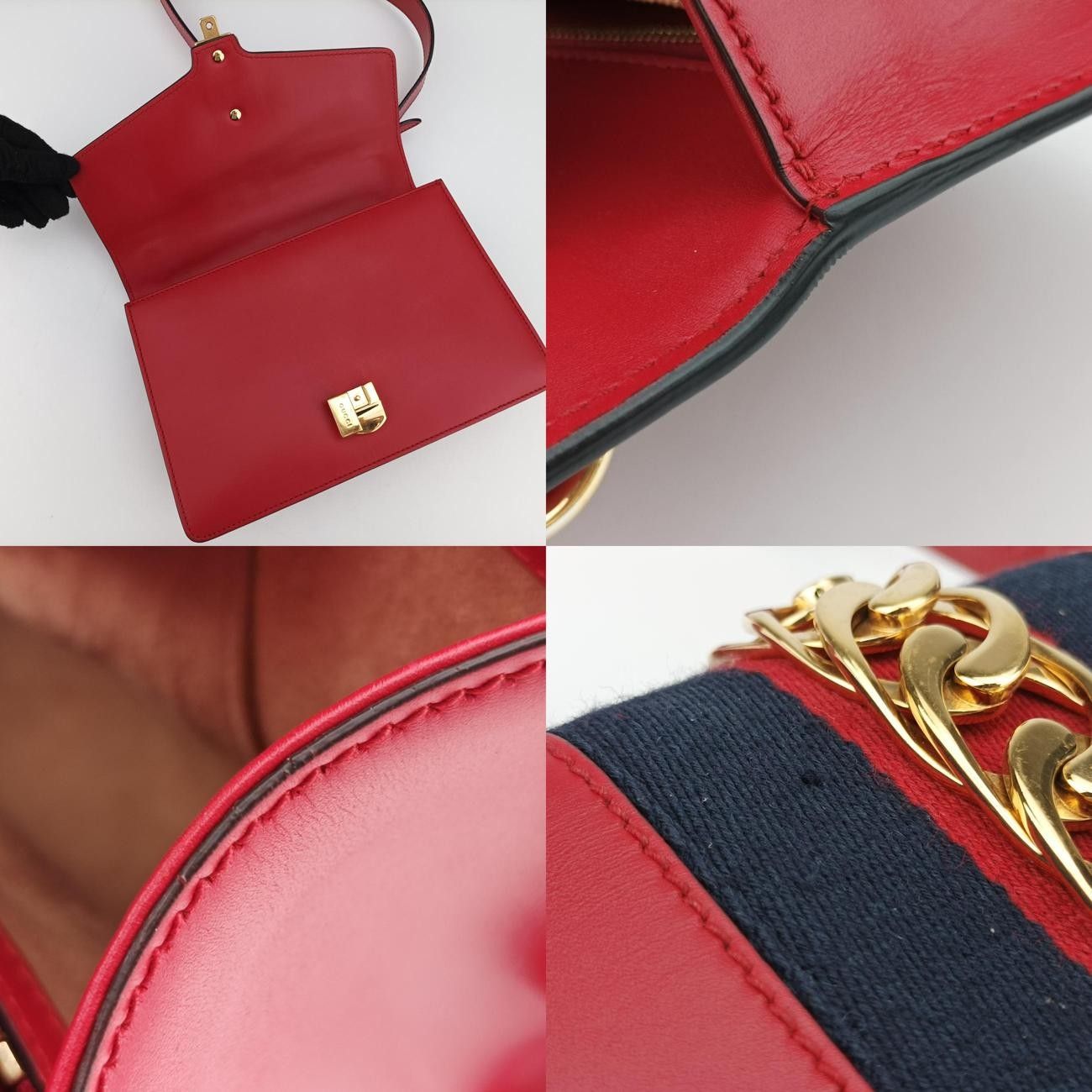 グッチGucciシルヴィレッド×ネイビーレザー421882I026083515