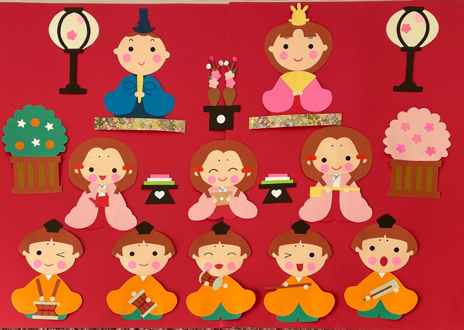 メルカリshops 壁面飾り ひな祭り ３段飾り ペーパークラフト