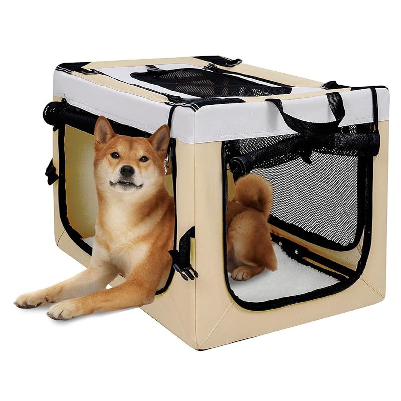 Totoro ball 犬 キャリーケース 犬 猫 キャリーバッグ 折り畳み ソフトクレート 犬用クレート ロック付き 給水ボトルバンド付き 洗濯可能 中型犬 15kgまで『災害、簡易宿泊、アウトドア、病院、
