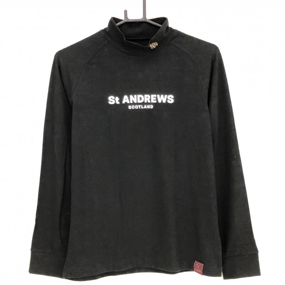 【未使用】セントアンドリュース ゴルフ ハイネックシャツ　M ブラック 美品】セントアンドリュース 長袖ハイネックシャツ 黒 フロント