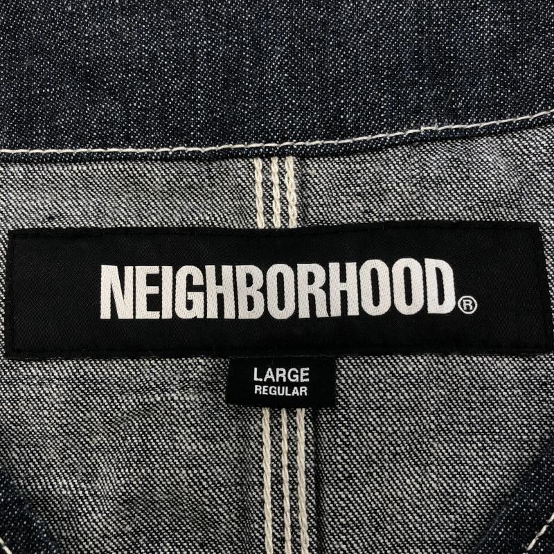 中古】NEIGHBORHOOD ノーカラー デニムジャケット L ブラック