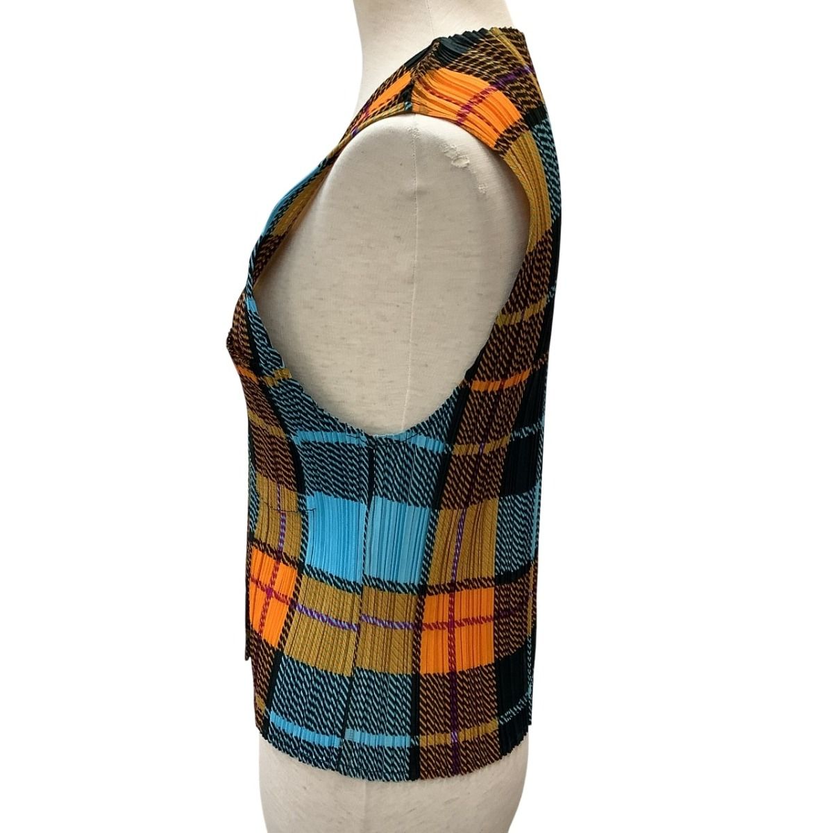  ISSEY MIYAKE イッセイミヤケ PLEATS PLEASE ベスト SIZE 3 チェック PP 14-JE 368 マルチ ベスト ジレ ベスト ジレ ビスチェ