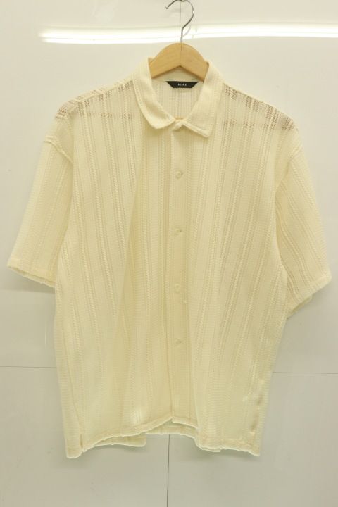 【中古】 BEAMS メンズ半袖シャツ S メッシュ オープンカラーシャツ BEAMS S アイボリー