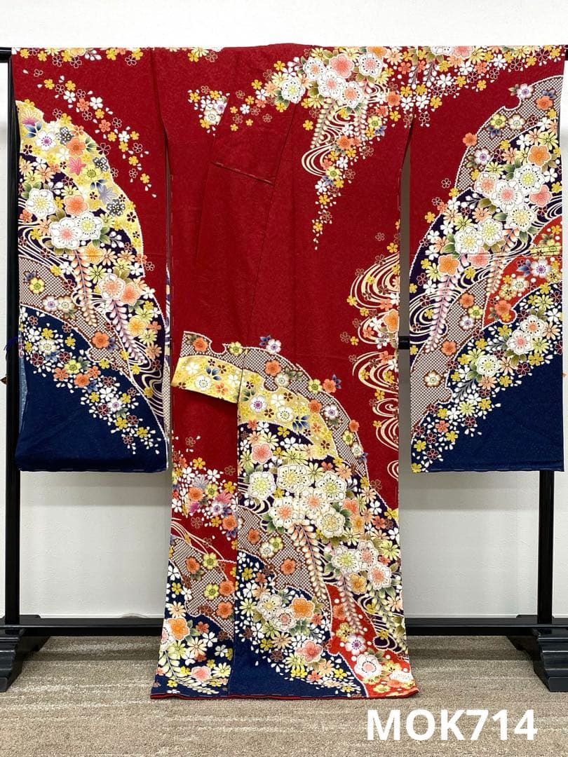 振袖 仮絵羽 辻ヶ花 金駒 金彩 銀通し舞台衣装 正絹 未仕立て品 八掛