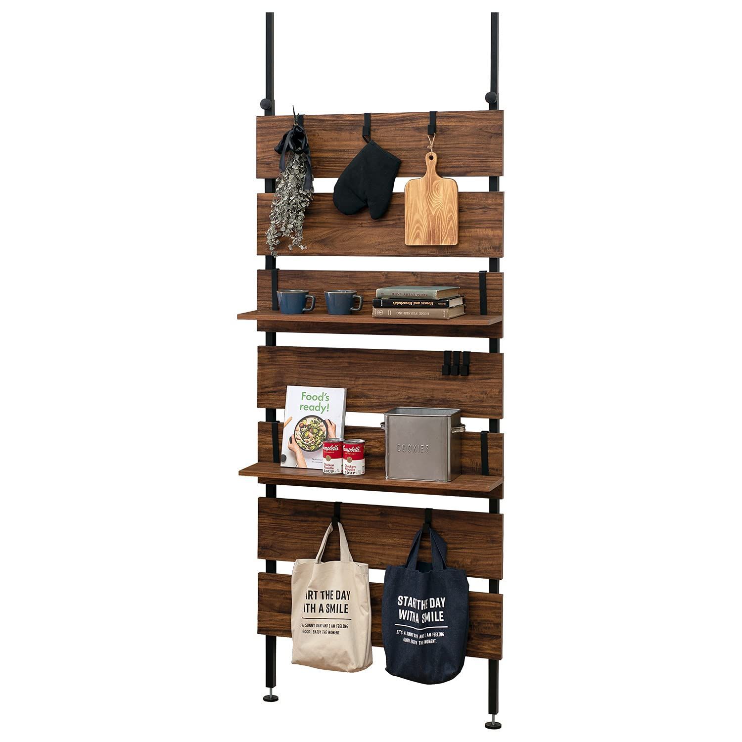 棚・ロッド・フック付きハンガーラック 幅84×奥行32×高さ196cm 棚・