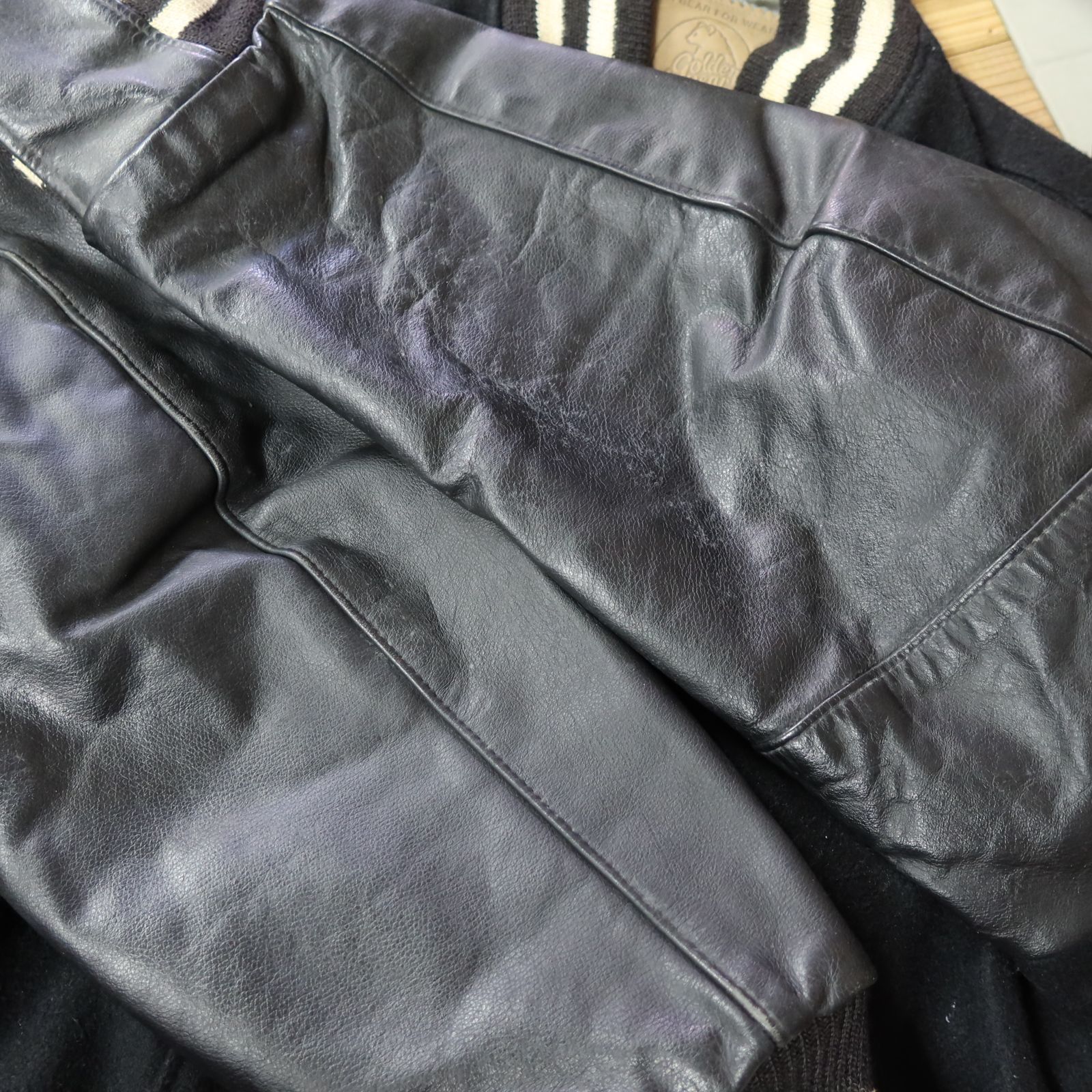 90s Vintage US古着☆Golden Bear ゴールデンベア スタジャン レザー 