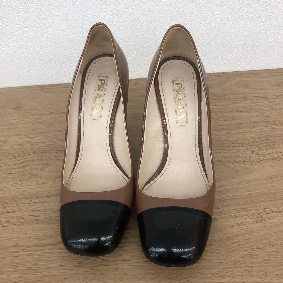 PRADA プラダ パンプス バイカラー スクエアトゥ エナメル PRADA プラダ パンプス バイカラー スクエアトゥ エナメル