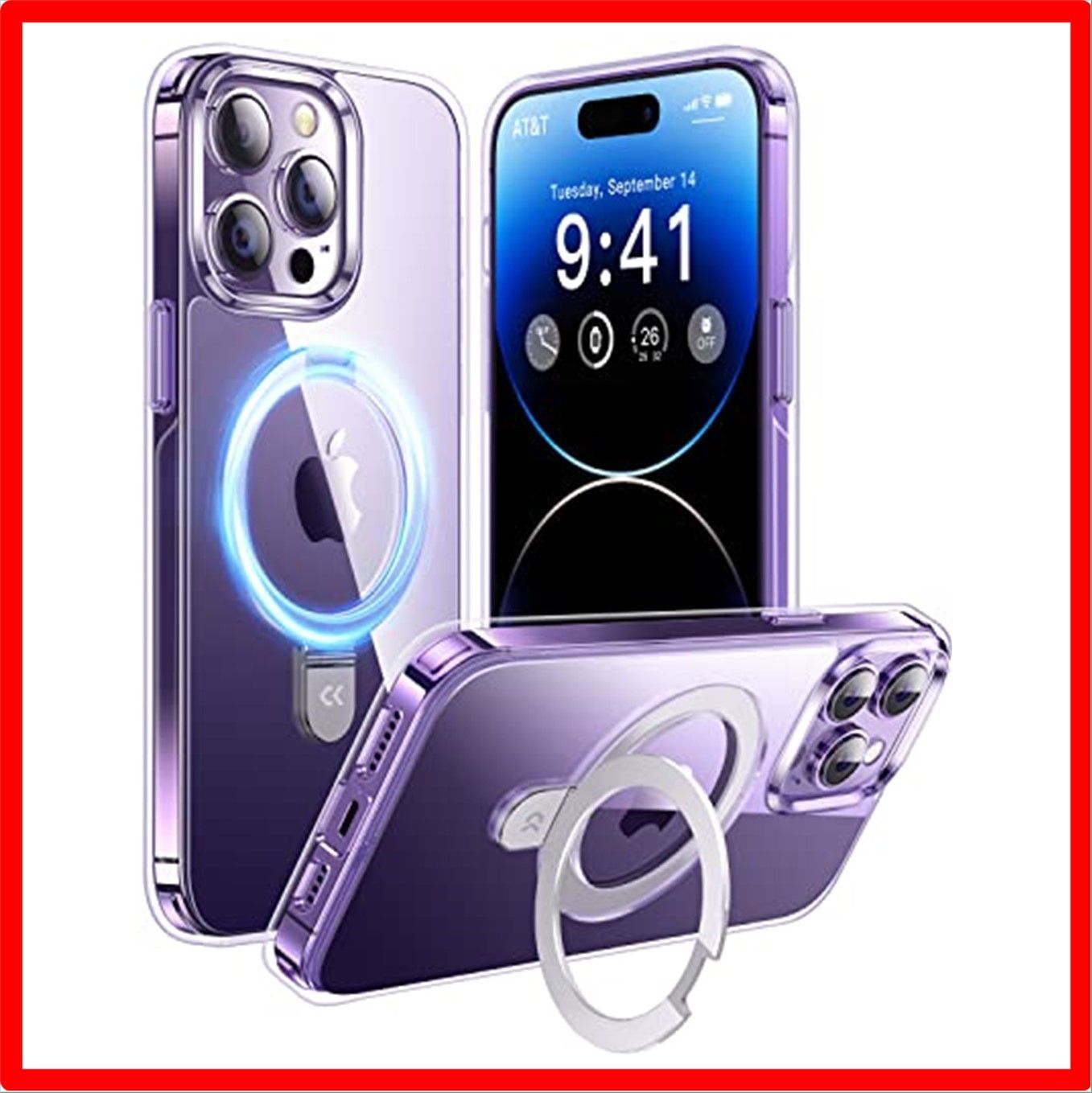 ⭐️CASEKOO iPhone14Pro 用ケース 隠しスタンド パープル CASEKOO