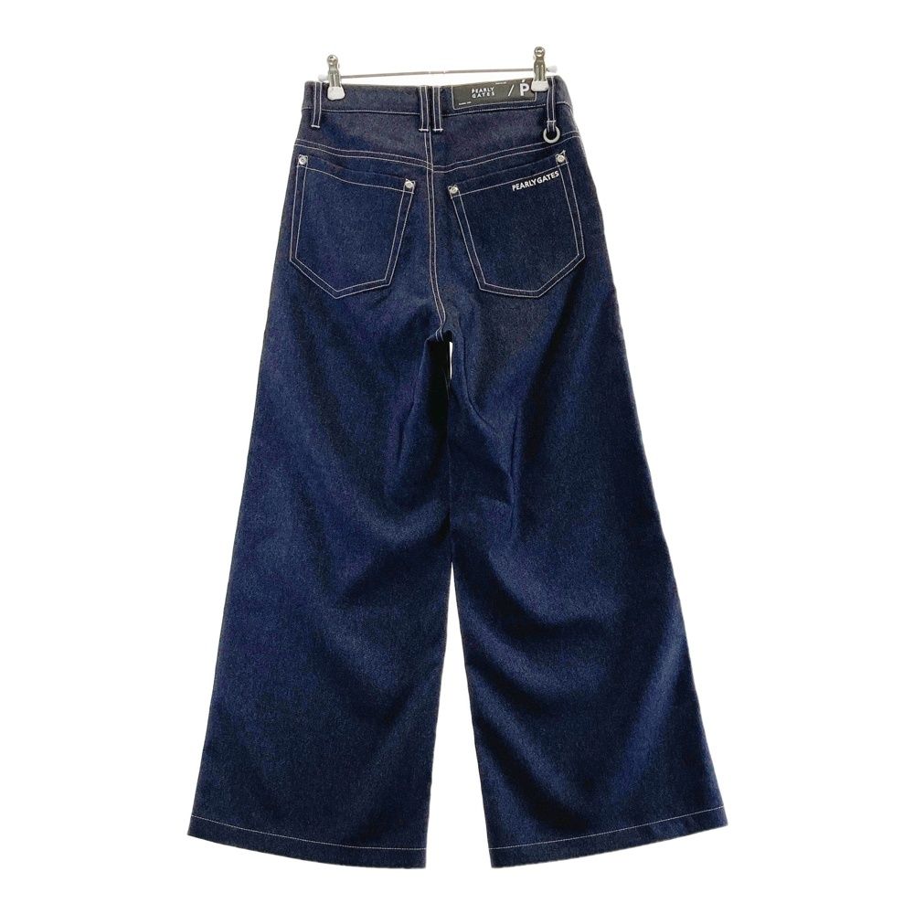 サイズ 0 PEARLY GATES パーリーゲイツ モデル ワイドパンツ デニム風 ネイビー系 240101456364 ゴルフウェア レディース ストスト